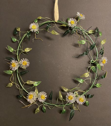 Türkranz Grün mit Blümchen